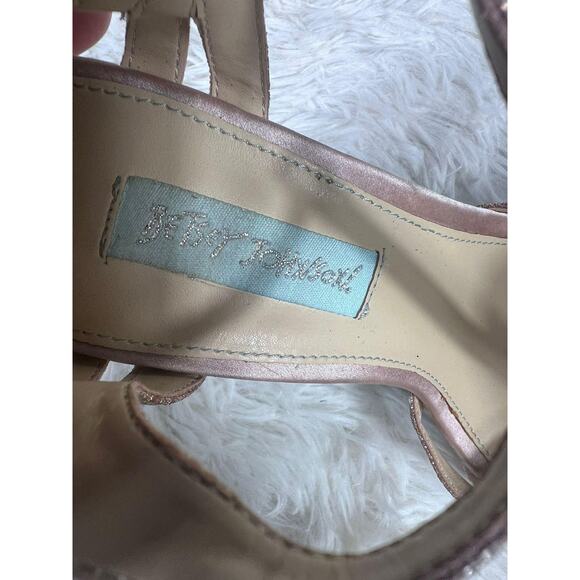 Betsey Johnson Shoes Womens Size 7 Rose Gold Glitter High Heel Sandals SB Tee - Picture 8 of 13